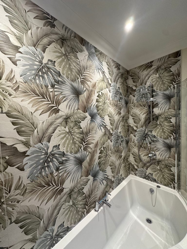Bathroom wall tiling completed in Norwich
